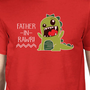 Father-In-Rawr Funny T-Shirt Gifts For Dad Men's Graphic Tee Cotton