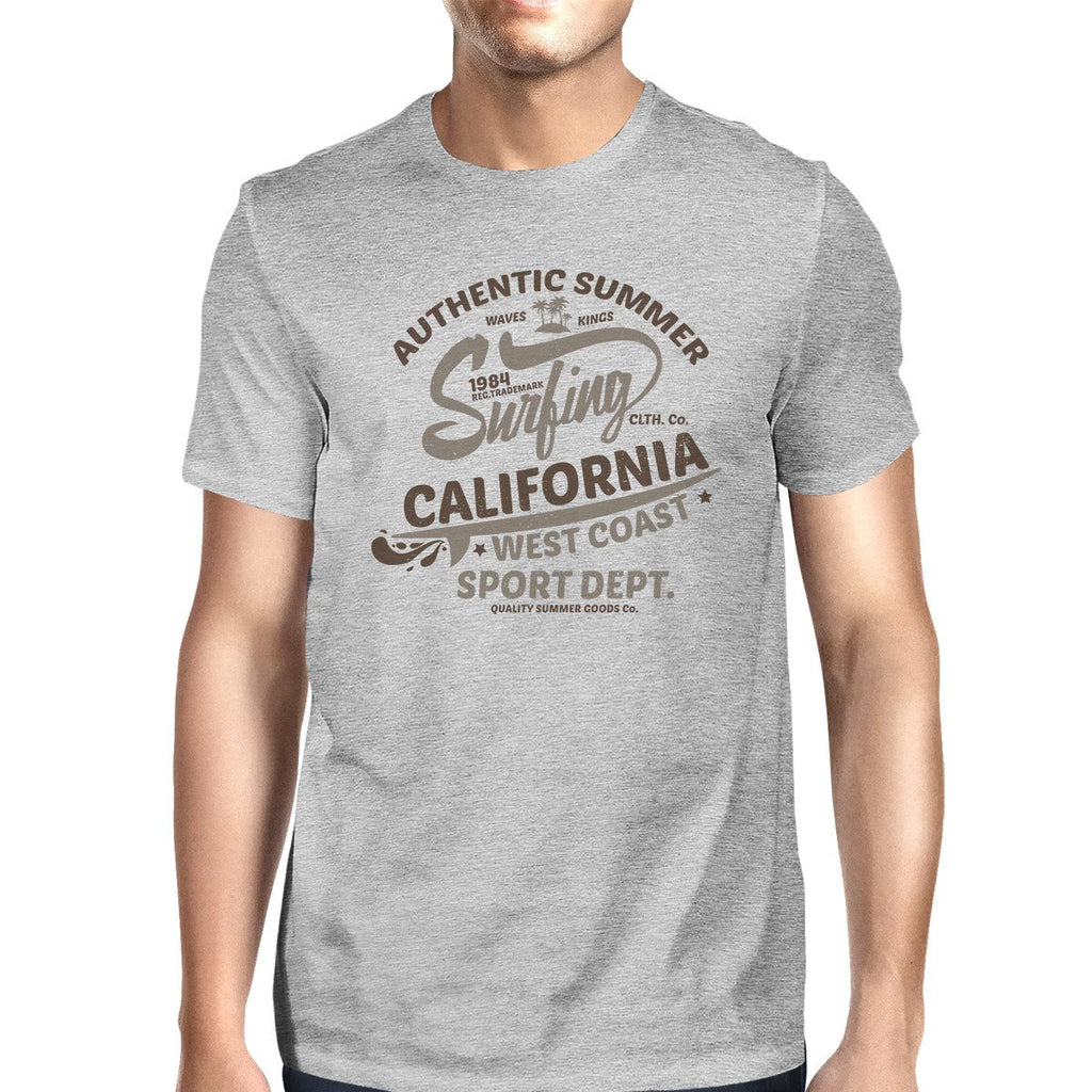 Authentic Summer Surfing California Mens Grey Shirt