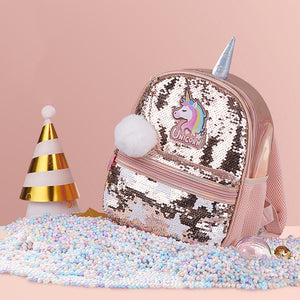 Sunveno Children's Backpack for Girls Pre-School Bag for Kindergarten Elementary - Reversible Sequin,Unicorn ,Lightweight Gift