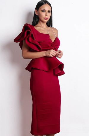 Women Dresses - Red Ankle Length Cocktail Dress