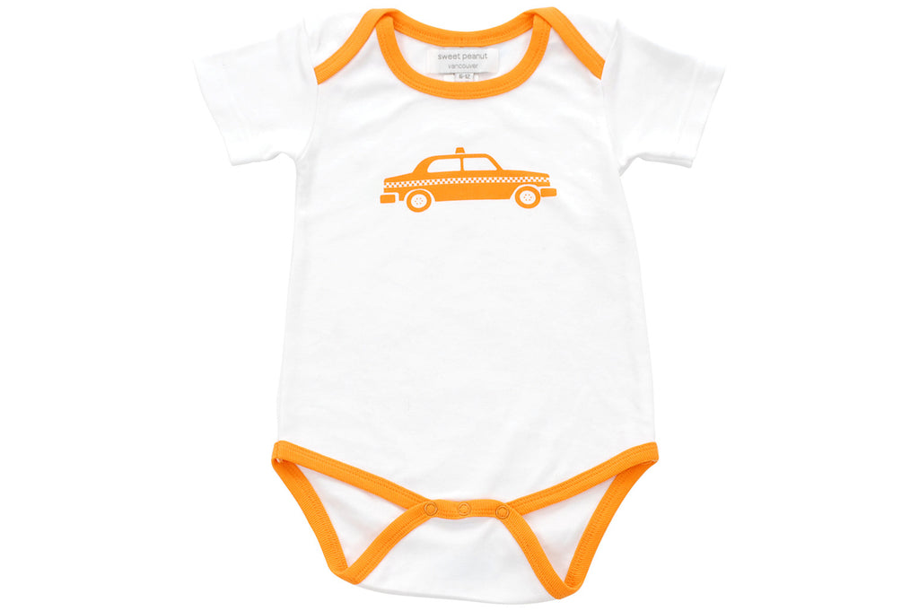 onesie with orange taxi cab