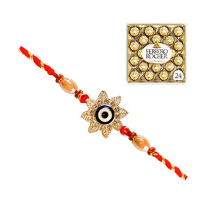 1 Rakhi - Blue Eye Colorful Rakhi With Chocolates