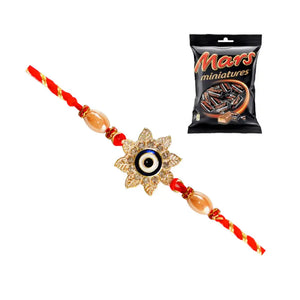 1 Rakhi - Blue Eye Colorful Rakhi With Chocolates