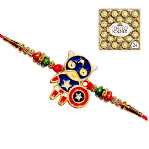 1 Rakhi - Captain America Rakhi With Chocolate Box