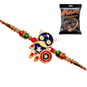 1 Rakhi - Captain America Rakhi With Chocolate Box
