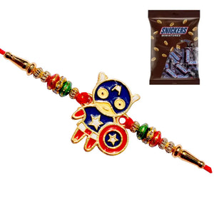 1 Rakhi - Captain America Rakhi With Chocolate Box