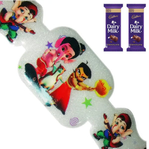 1 Rakhi - Chota Bheem and Bal Ganesh Kids Rakhi With Chocolate Box