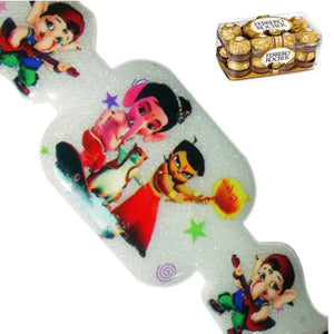 1 Rakhi - Chota Bheem and Bal Ganesh Kids Rakhi With Chocolate Box