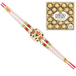 1 Rakhi - Colorful White Rakhi With Chocolate Box