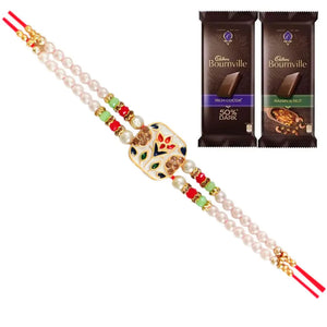 1 Rakhi - Colorful White Rakhi With Chocolate Box