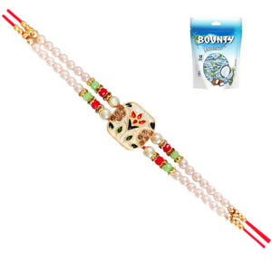 1 Rakhi - Colorful White Rakhi With Chocolate Box