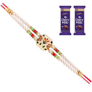 1 Rakhi - Colorful White Rakhi With Chocolate Box