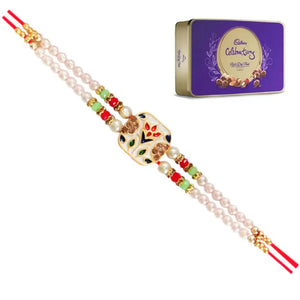 1 Rakhi - Colorful White Rakhi With Chocolate Box