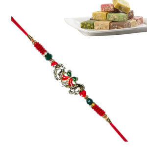 1 Rakhi - Colorstone Rakhi With Indian Sweets
