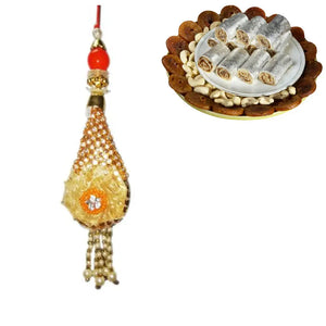 1 Rakhi - Designer American Diamond Rakhi For Ladies Wtih Indian Sweets