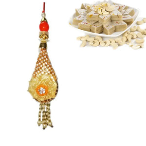 1 Rakhi - Designer American Diamond Rakhi For Ladies Wtih Indian Sweets