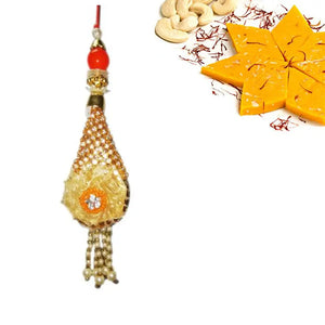 1 Rakhi - Designer American Diamond Rakhi For Ladies Wtih Indian Sweets