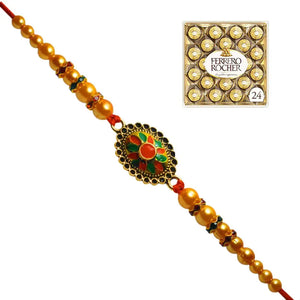 1 Rakhi - Designer Round Rakhi With Chocolate Box