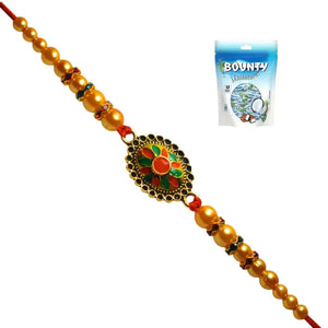 1 Rakhi - Designer Round Rakhi With Chocolate Box