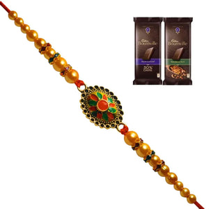 1 Rakhi - Designer Round Rakhi With Chocolate Box