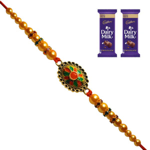 1 Rakhi - Designer Round Rakhi With Chocolate Box