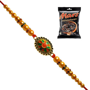 1 Rakhi - Designer Round Rakhi With Chocolate Box