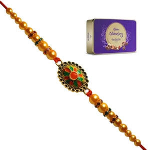 1 Rakhi - Designer Round Rakhi With Chocolate Box