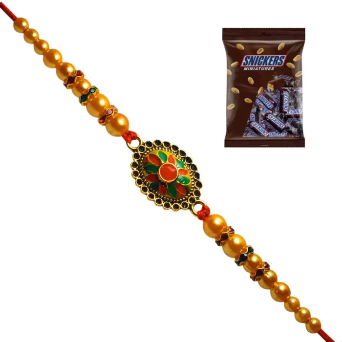 1 Rakhi - Designer Round Rakhi With Chocolate Box