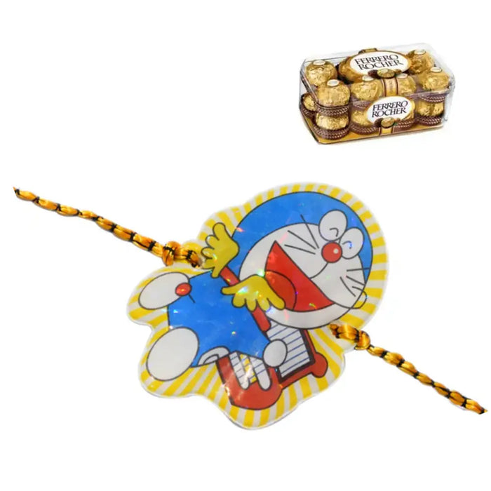 1 rakhi - doraemon rakhi with ferrero rocher chocolate box