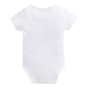 Girls White Text Print Onesie And Skirt Set with Headband