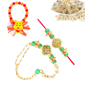 3 Rakhi - Family Rakhis With Indian Sweet or Chocolates