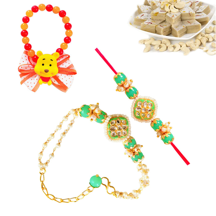 3 Rakhi - Family Rakhis With Indian Sweet or Chocolates