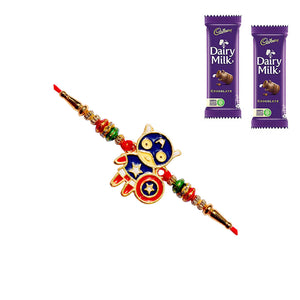 1 Rakhi - Captain America Rakhi With 2 Dairy Milk Chocolate For Kids