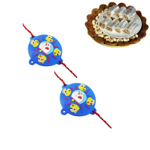 2 Rakhi - Doraemon and Chota Bheem Rakhi With Indian Sweets