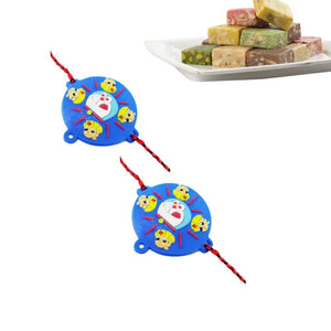 2 Rakhi - Doraemon and Chota Bheem Rakhi With Indian Sweets