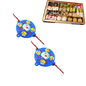 2 Rakhi - Doraemon and Chota Bheem Rakhi With Indian Sweets