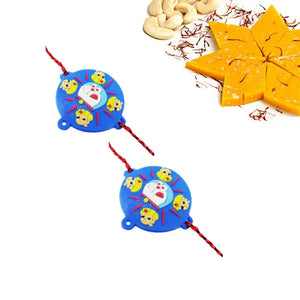 2 Rakhi - Doraemon and Chota Bheem Rakhi With Indian Sweets