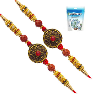 2 Rakhi - Round Pendant Rakhi with Chocolate Box