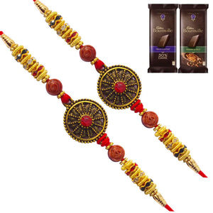 2 Rakhi - Round Pendant Rakhi with Chocolate Box