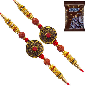 2 Rakhi - Round Pendant Rakhi with Chocolate Box
