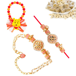 3 Rakhi - Family Rakhi Set With Indian Sweet or Chocolates