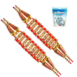 2 Rakhi - American Diamond Studded Rakhis with Chocolate Box