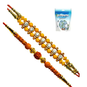 2 Rakhi - American Diamonds and Rudraksh Rakhis With Chocolate Box