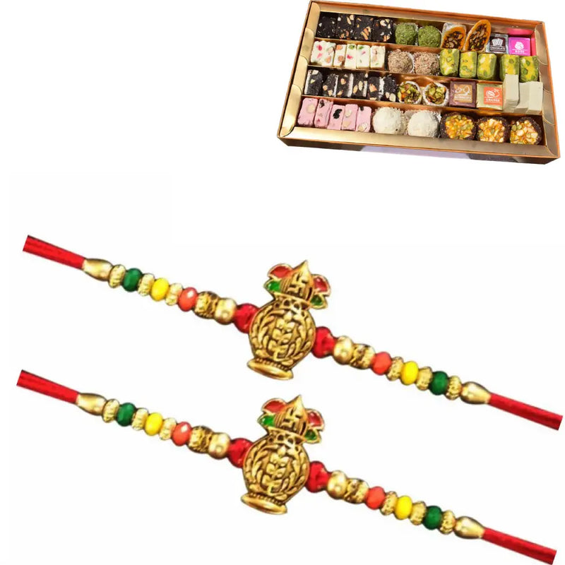 2 Rakhi - Auspicious Kalash Rakhi With Indian Sweets – Rakhi Stores