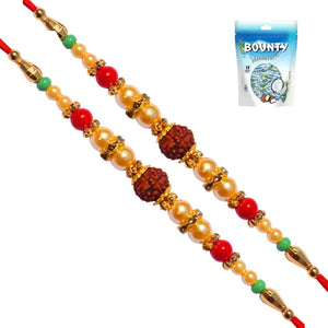 2 Rakhi - Designer Rudraksh Rakhi With Chocolate Box
