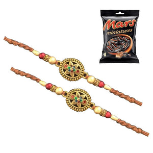 2 Rakhi - Designer Rakhi Set With Chocolate Box