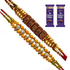 2 Rakhi - American Diamond Rakhis With Chocolate Box