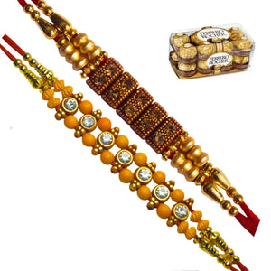 2 Rakhi - American Diamond Rakhis With Chocolate Box