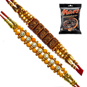 2 Rakhi - American Diamond Rakhis With Chocolate Box