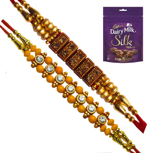 2 Rakhi - American Diamond Rakhis With Chocolate Box